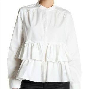 DR2 by Daniel Rainn white Ruffle shirt Large new